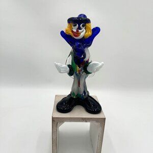 VINTAGE MURANO HANDBLOWN COLORED GLASS CLOWN CREATURE STATUE figurine colorful v